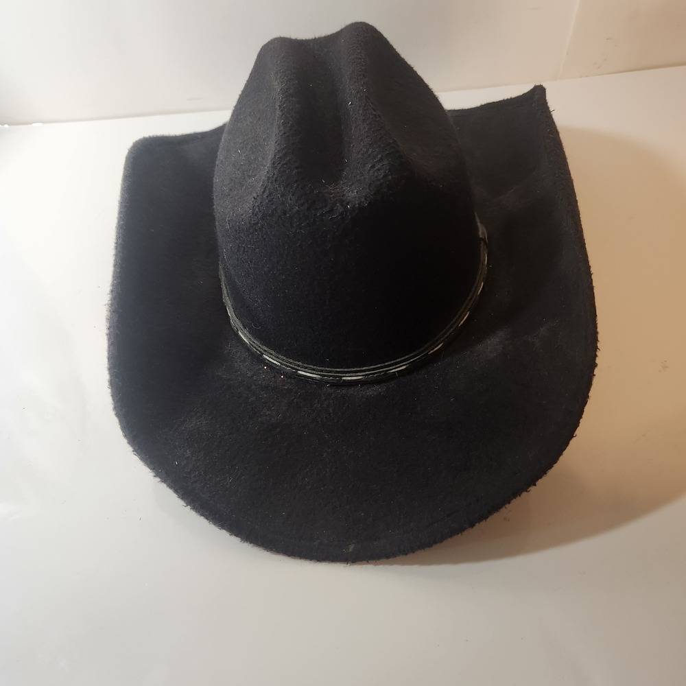 Lammles Black Western Cowboy Hat Cattleman Crease Made in Mexico Size SM